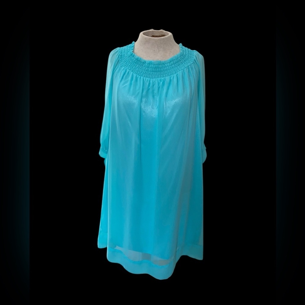 New York & Company Blue Smocked Midi Dress - Picture 2 of 14